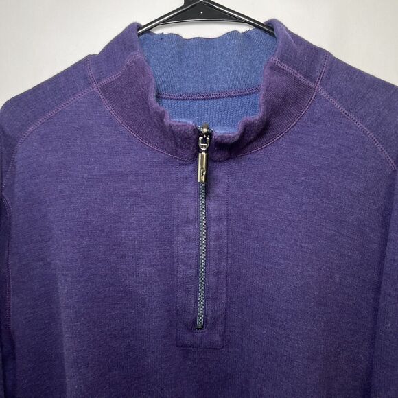 Tommy Bahama 1/4 Zip Pullover Sweater Mens Size XL Purple Cotton Tencel Blend - Picture 2 of 10
